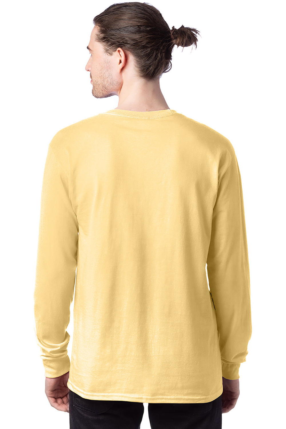 Hanes 5286 Mens ComfortSoft Long Sleeve Crewneck T-Shirt Athletic Gold Back