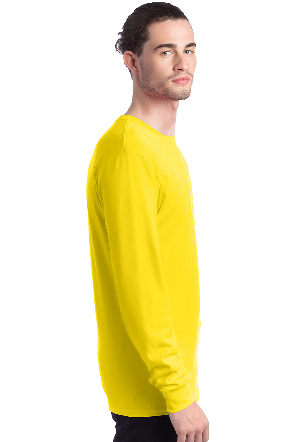 Hanes 5286 Mens ComfortSoft Long Sleeve Crewneck T-Shirt Athletic Yellow SIde