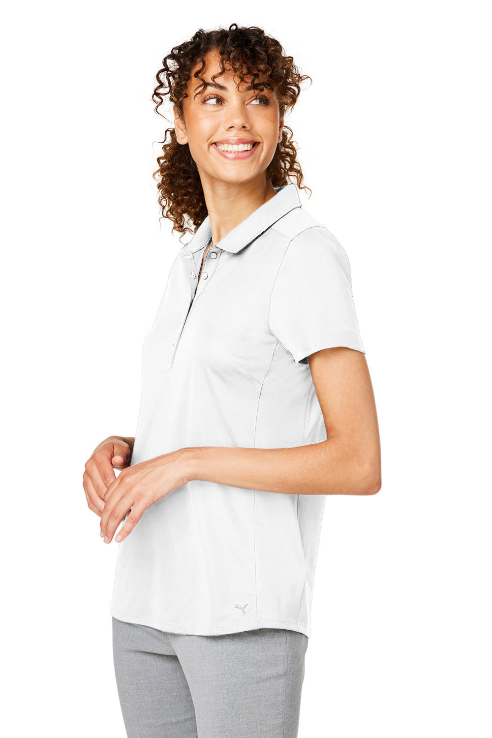 Puma 532989 Womens Gamer Short Sleeve Polo Shirt Bright White 3Q