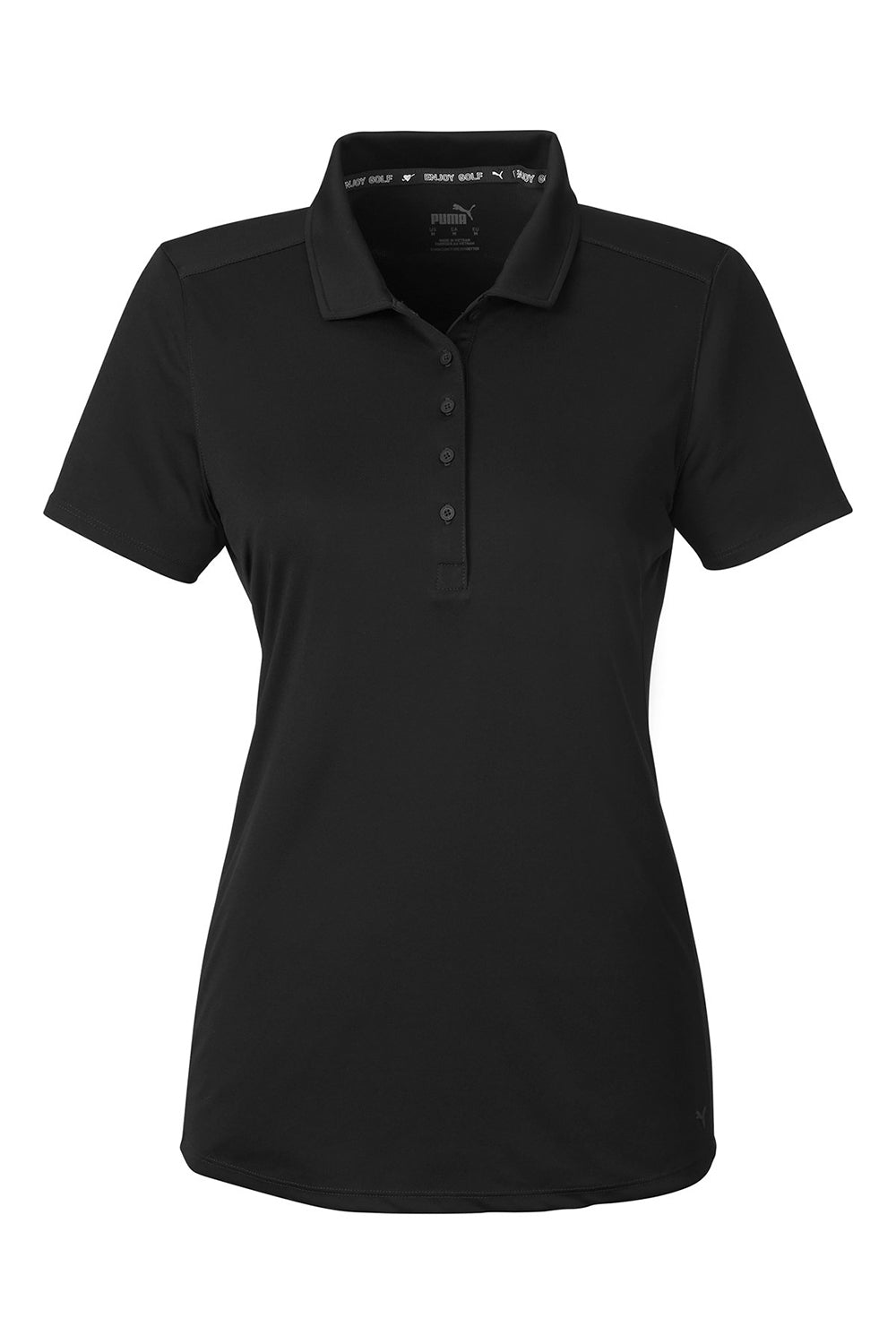 Puma 532989 Womens Gamer Short Sleeve Polo Shirt Black Flat Front