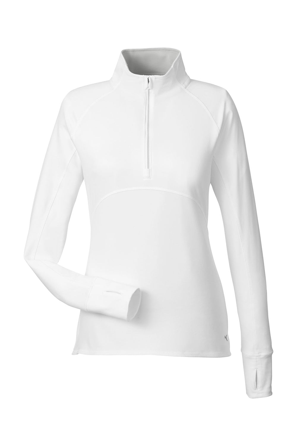 Puma 533007 Womens Gamer 1/4 Zip Sweatshirt Bright White Flat Front