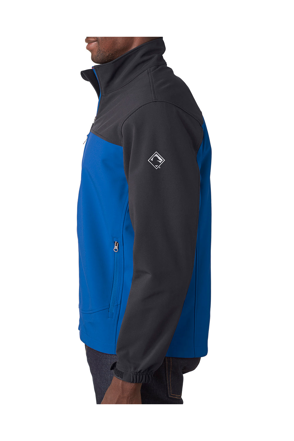 Dri Duck 5350 Mens Motion Wind & Water Resistant Full Zip Jacket Tech Blue/Charcoal Grey Side