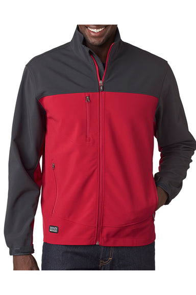 Dri Duck 5350 Mens Motion Wind & Water Resistant Full Zip Jacket Red/Charcoal Grey Front