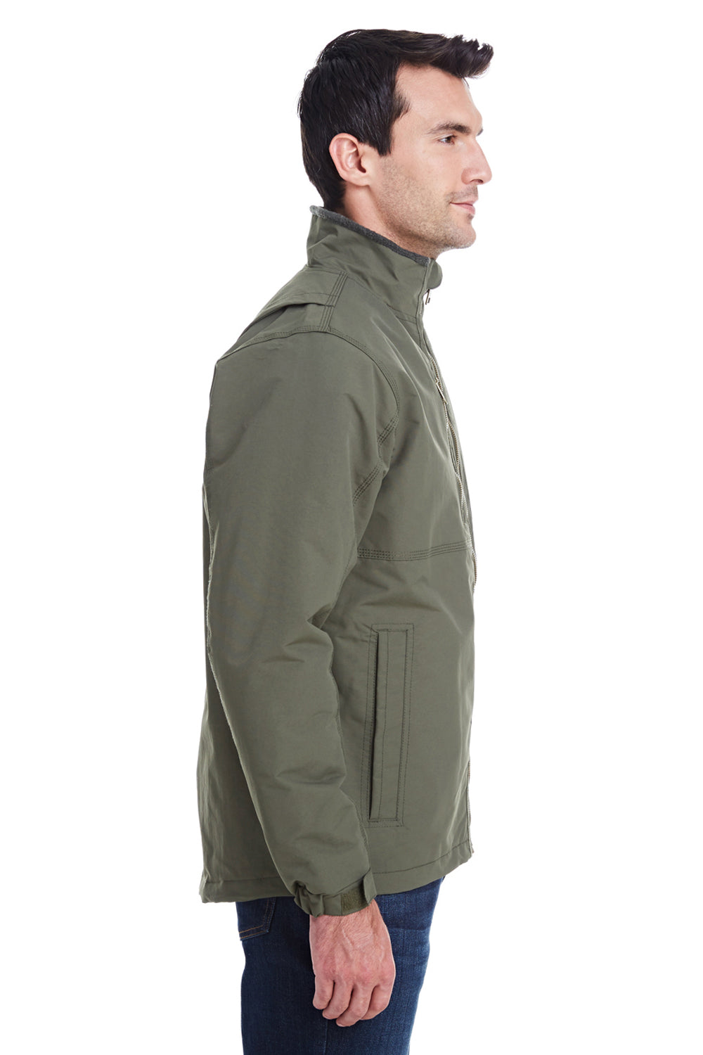 Dri Duck 5369 Mens Navigator Wind & Water Resistant Full Zip Jacket Fatigue Green Side