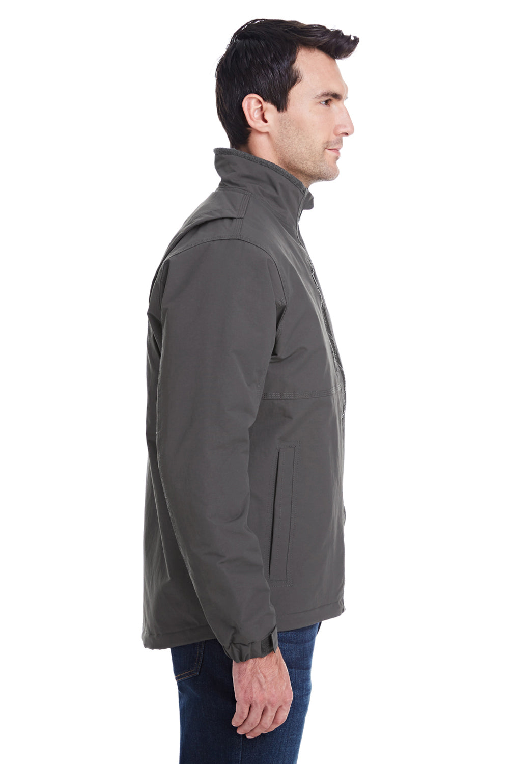 Dri Duck 5369 Mens Navigator Wind & Water Resistant Full Zip Jacket Charcoal Grey Side