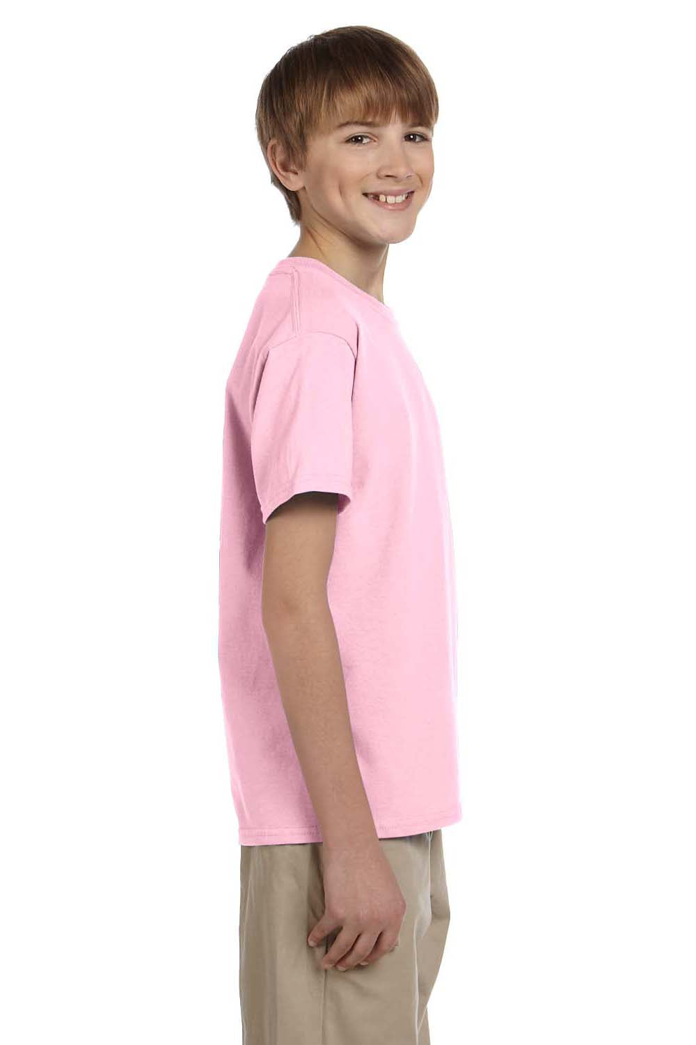 Hanes 5370 Youth EcoSmart Short Sleeve Crewneck T-Shirt Pale Pink Side