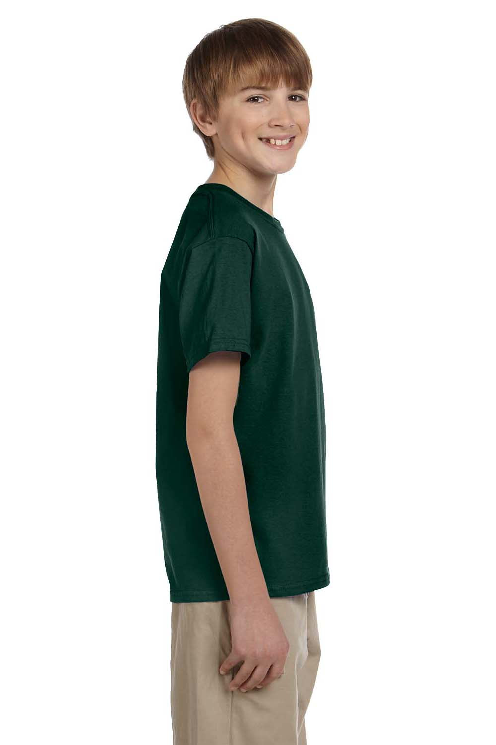 Hanes 5370 Youth EcoSmart Short Sleeve Crewneck T-Shirt Forest Green Side