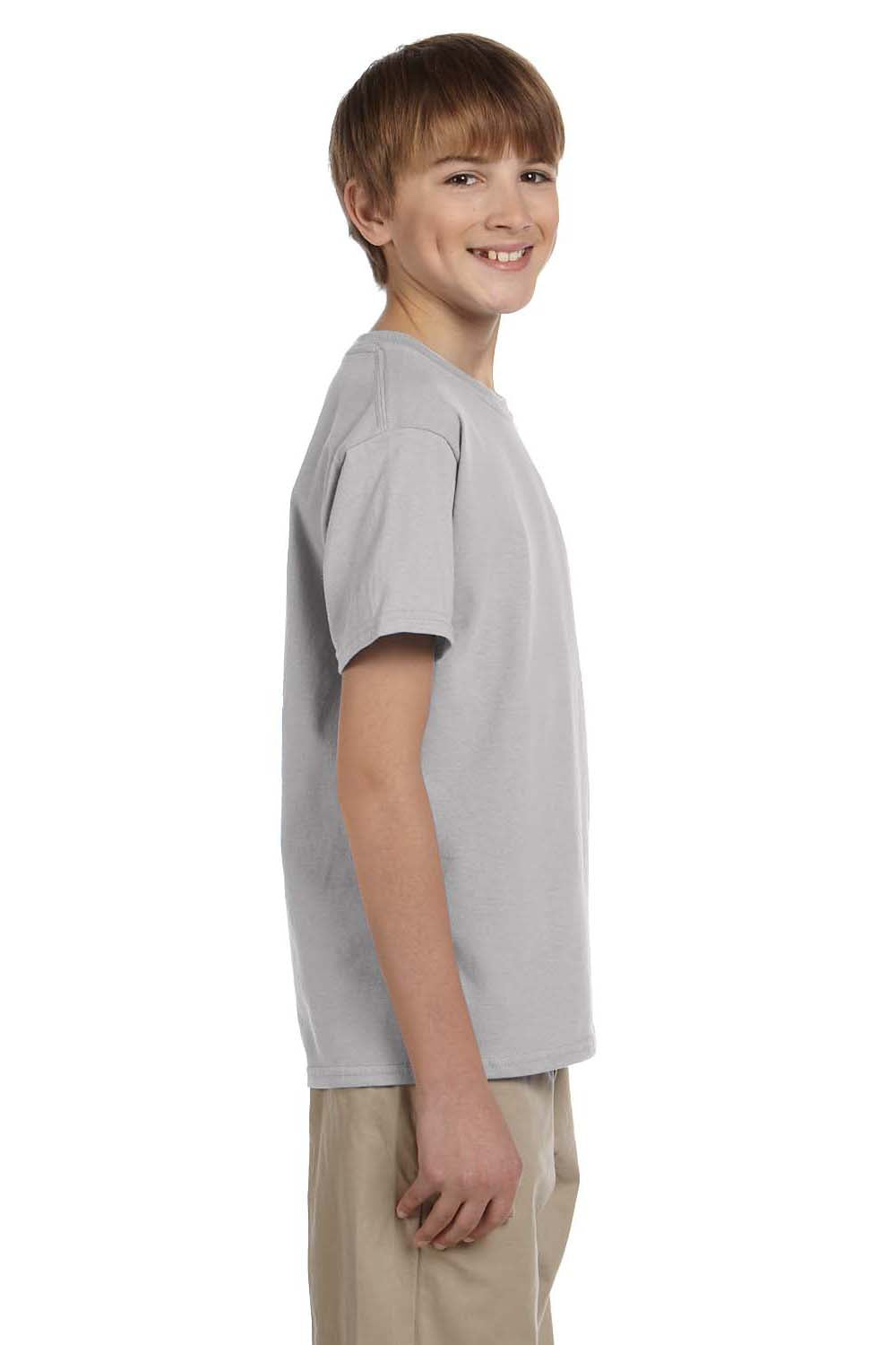 Hanes 5370 Youth EcoSmart Short Sleeve Crewneck T-Shirt Light Steel Grey Side