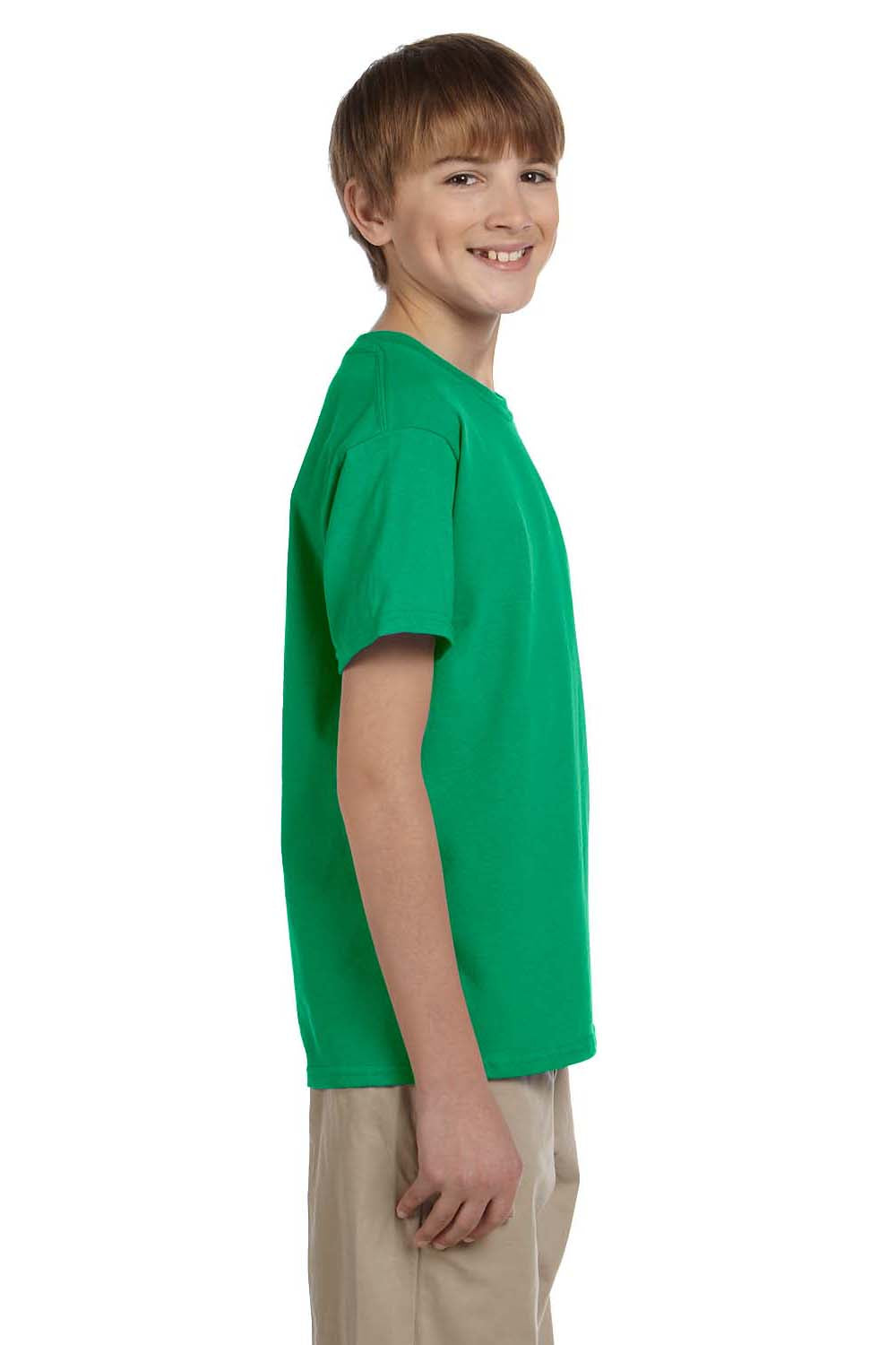 Hanes 5370 Youth EcoSmart Short Sleeve Crewneck T-Shirt Kelly Green Side