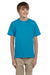 Hanes 5370 Youth EcoSmart Short Sleeve Crewneck T-Shirt Teal Blue Front