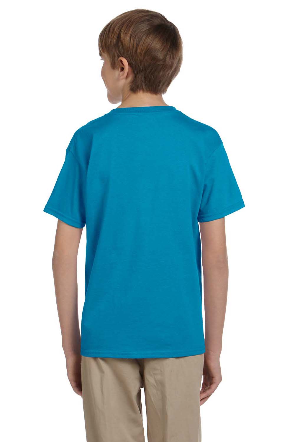 Hanes 5370 Youth EcoSmart Short Sleeve Crewneck T-Shirt Teal Blue Back