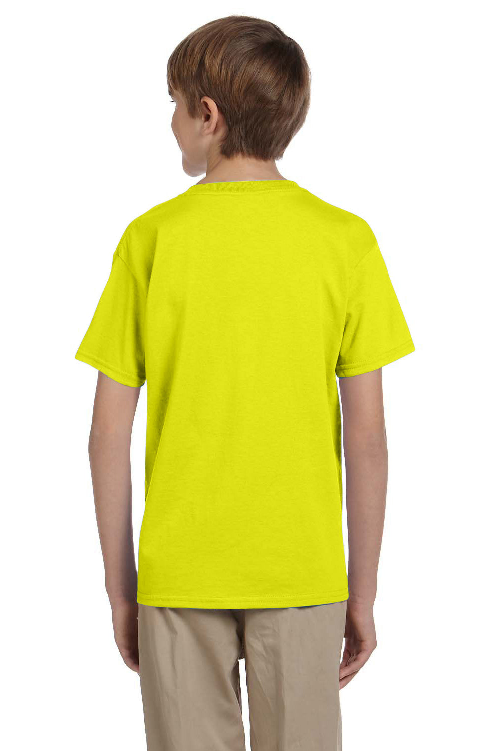 Hanes 5370 Youth EcoSmart Short Sleeve Crewneck T-Shirt Safety Green Back