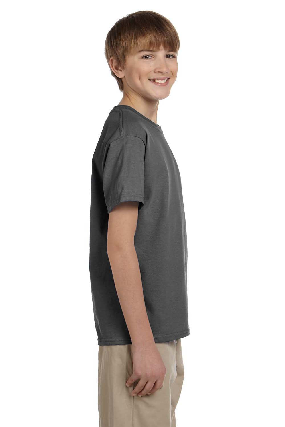 Hanes 5370 Youth EcoSmart Short Sleeve Crewneck T-Shirt Smoke Grey Side