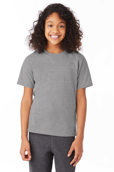 Hanes 5370 Youth EcoSmart Short Sleeve Crewneck T-Shirt Oxford Grey Front