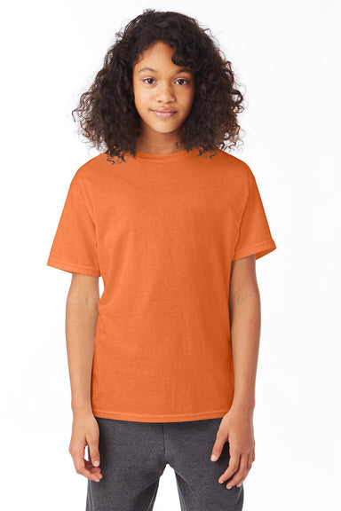 Hanes 5370 Youth EcoSmart Short Sleeve Crewneck T-Shirt Safety Orange Front