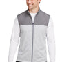 Puma Mens Cloudspun Moisture Wicking Colorblock Full Zip Vest - Quiet Shade Grey/Heather High Rise Grey