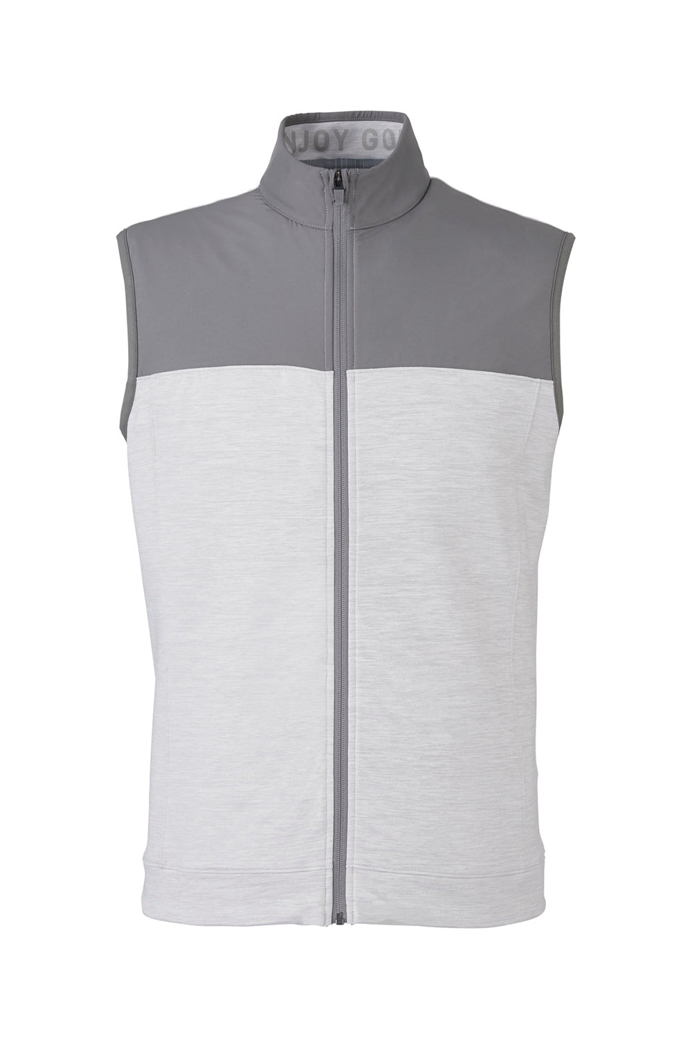 Puma 537465 Mens Cloudspun Colorblock Full Zip Vest Quiet Shade Grey/Heather High Rise Grey Flat Front