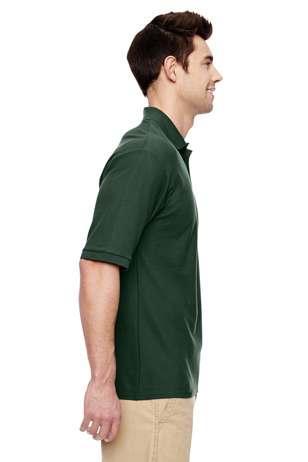 Jerzees 537MSR Mens Easy Care Moisture Wicking Short Sleeve Polo Shirt Forest Green Side