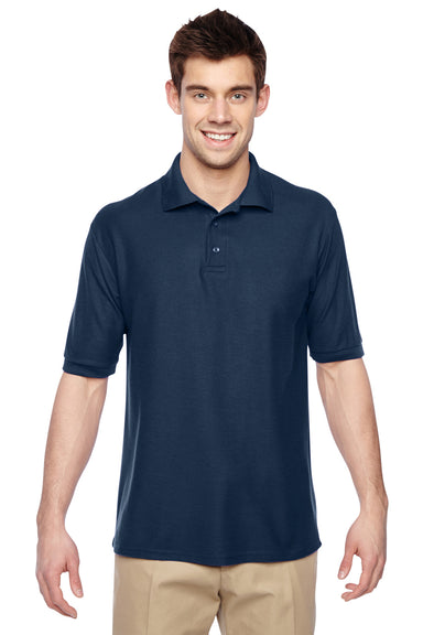 Jerzees 537MSR Mens Easy Care Moisture Wicking Short Sleeve Polo Shirt Navy Blue Front
