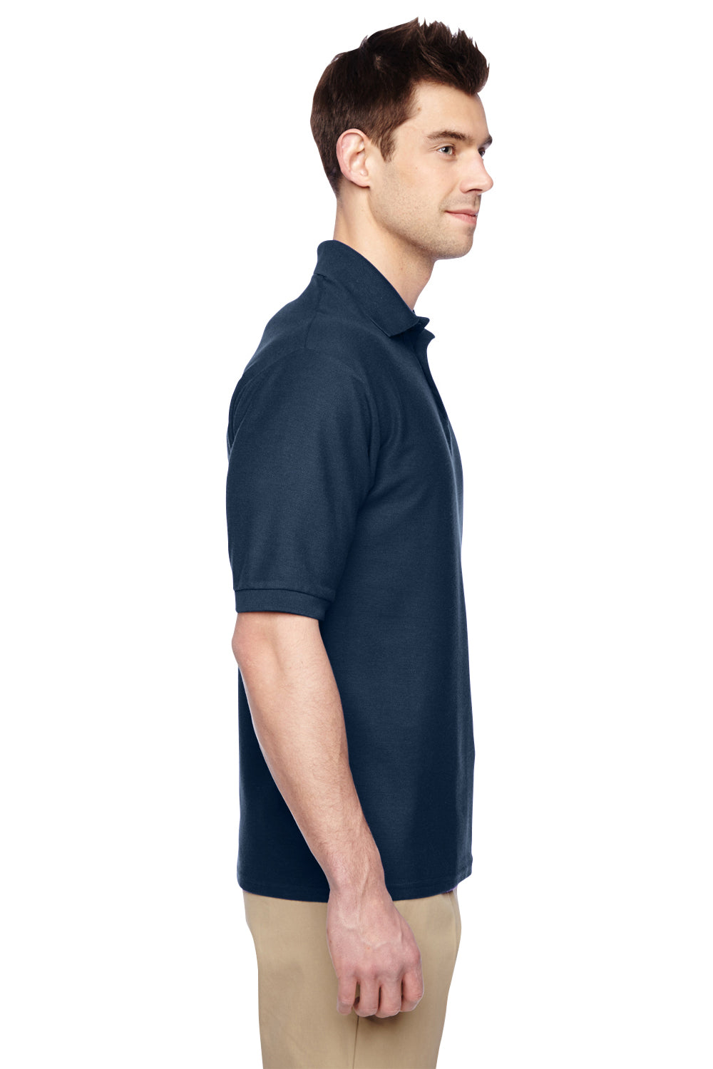 Jerzees 537MSR Mens Easy Care Moisture Wicking Short Sleeve Polo Shirt Navy Blue Side