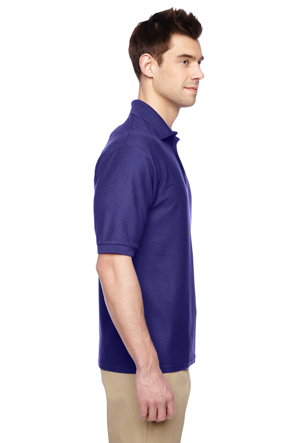 Jerzees 537MSR Mens Easy Care Moisture Wicking Short Sleeve Polo Shirt Purple Side