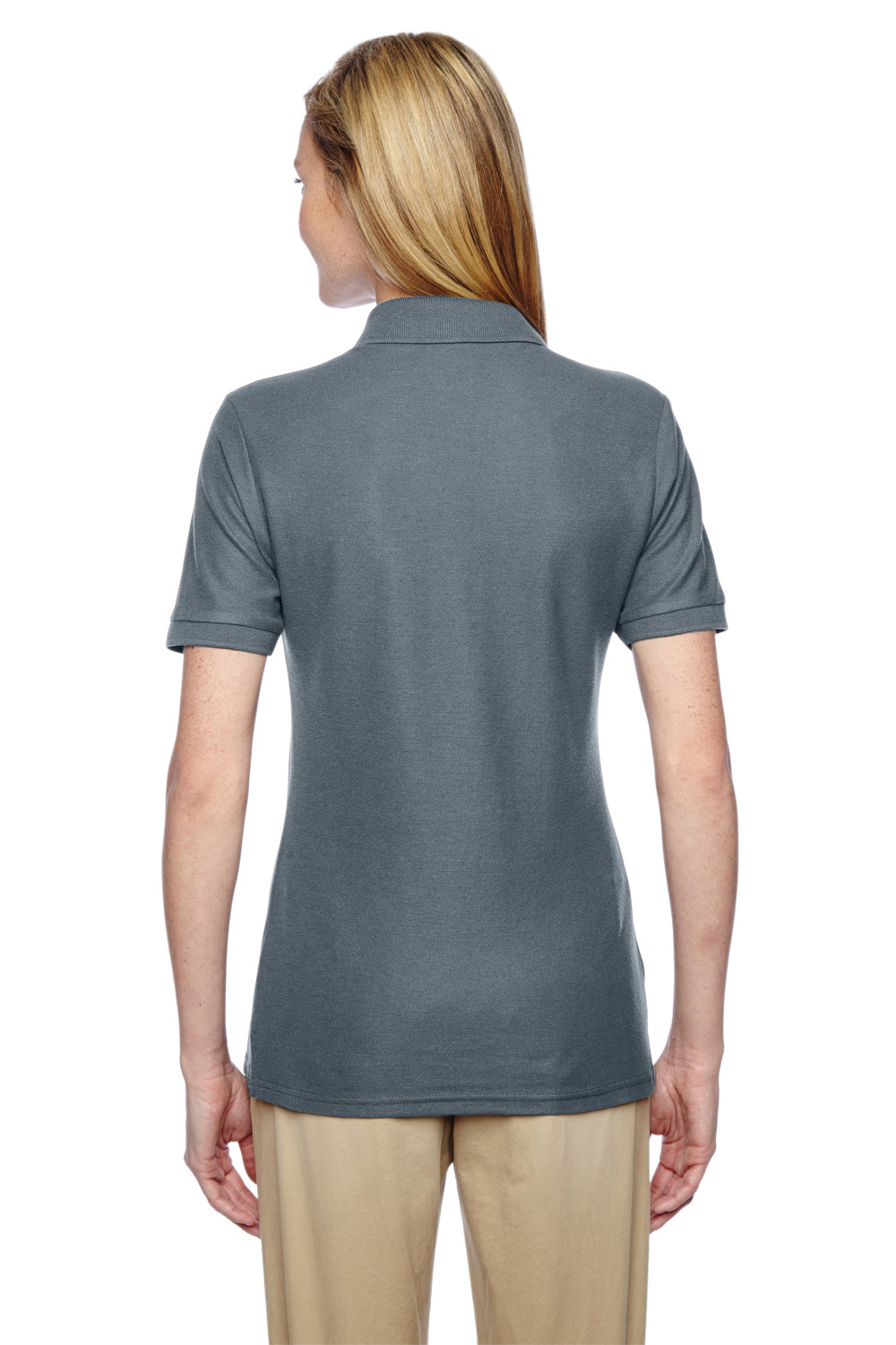 Jerzees 537WR Womens Easy Care Moisture Wicking Short Sleeve Polo Shirt Charcoal Grey Back