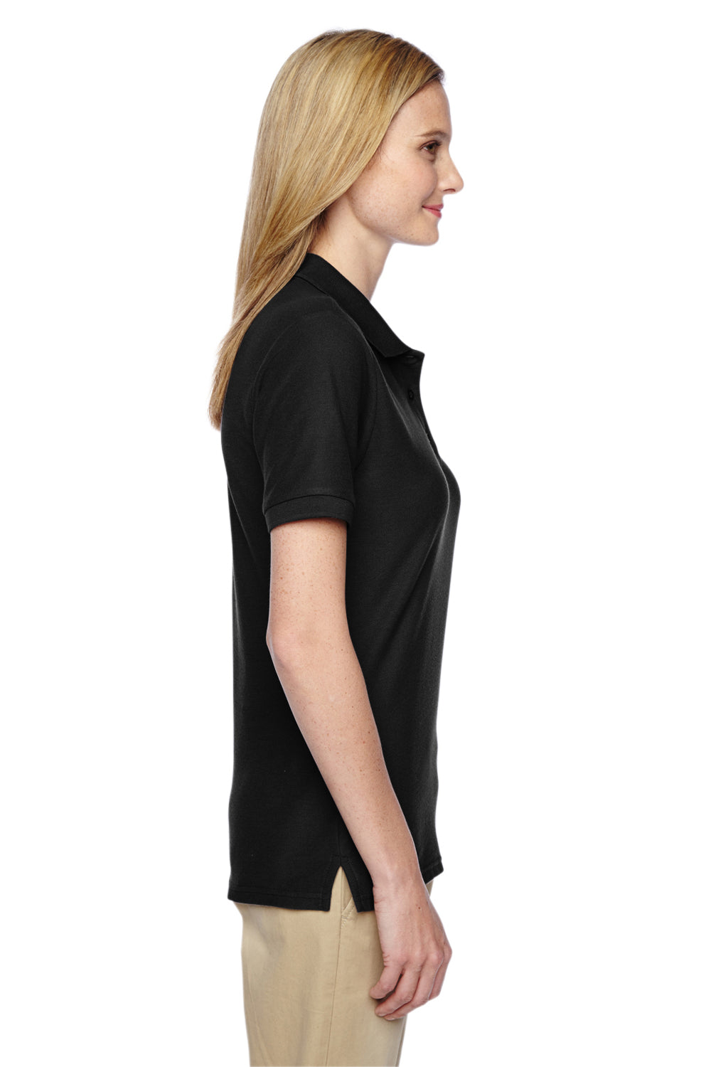 Jerzees 537WR Womens Easy Care Moisture Wicking Short Sleeve Polo Shirt Black Side