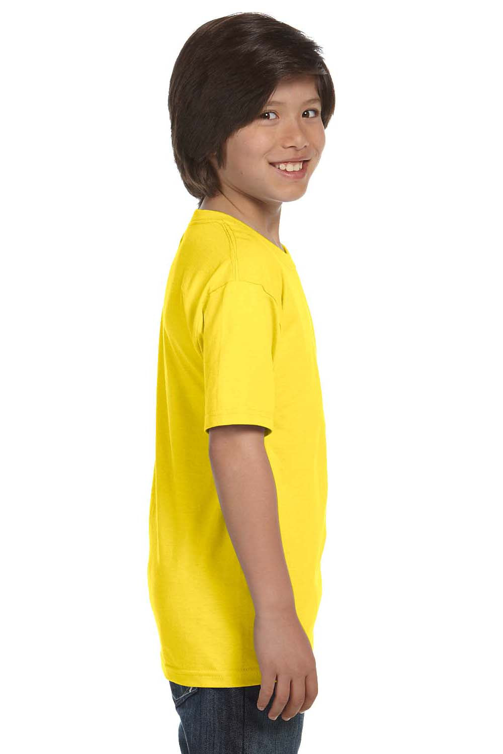 Hanes 5380 Youth Beefy-T Short Sleeve Crewneck T-Shirt Yellow Side