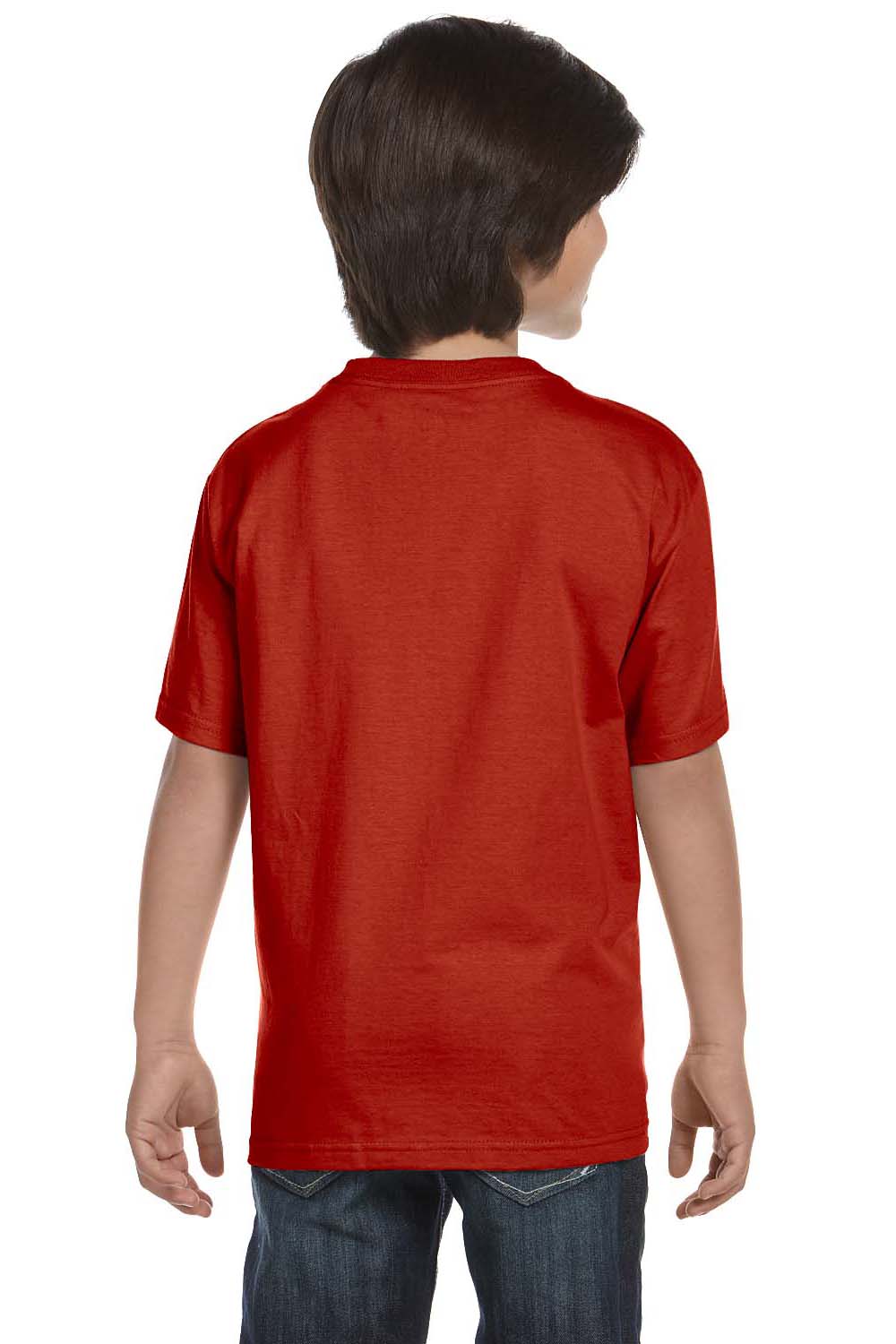 Hanes 5380 Youth Beefy-T Short Sleeve Crewneck T-Shirt Red Back