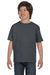 Hanes 5380 Youth Beefy-T Short Sleeve Crewneck T-Shirt Heather Charcoal Grey Front
