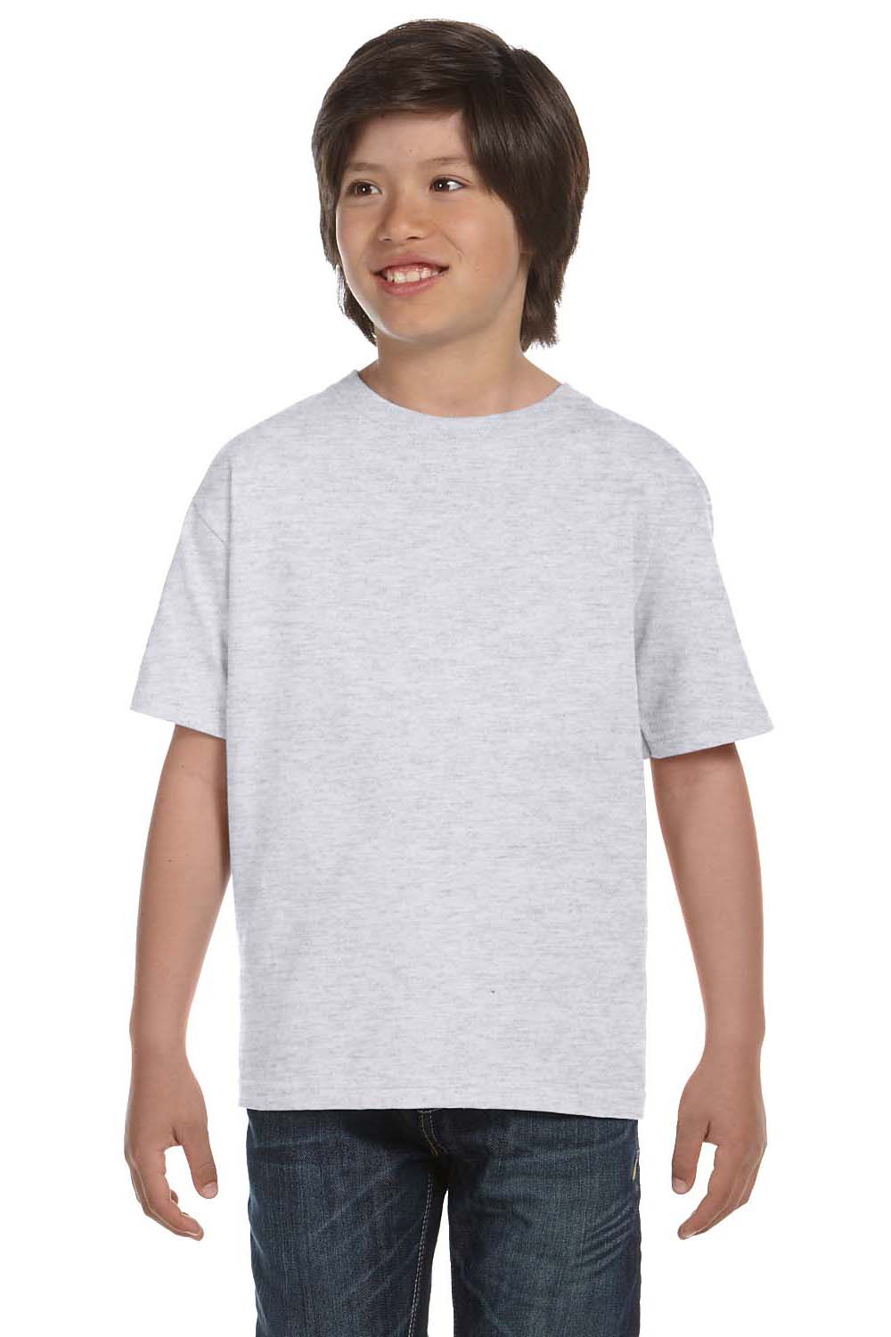 Hanes 5380 Youth Beefy-T Short Sleeve Crewneck T-Shirt Ash Grey Front