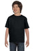 Hanes 5380 Youth Beefy-T Short Sleeve Crewneck T-Shirt Black Front