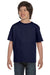 Hanes 5380 Youth Beefy-T Short Sleeve Crewneck T-Shirt Navy Blue Front
