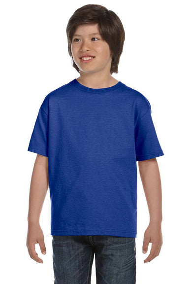 Hanes 5380 Youth Beefy-T Short Sleeve Crewneck T-Shirt Royal Blue Front