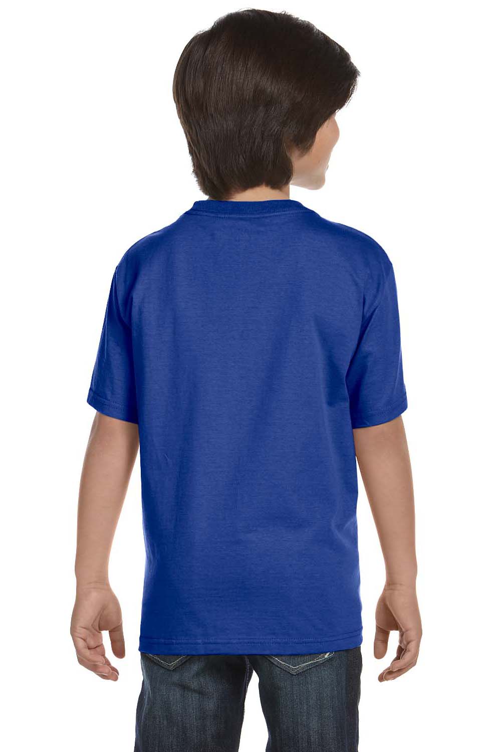 Hanes 5380 Youth Beefy-T Short Sleeve Crewneck T-Shirt Royal Blue Back