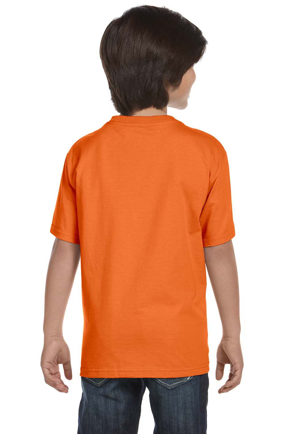 Hanes 5380 Youth Beefy-T Short Sleeve Crewneck T-Shirt Orange Back