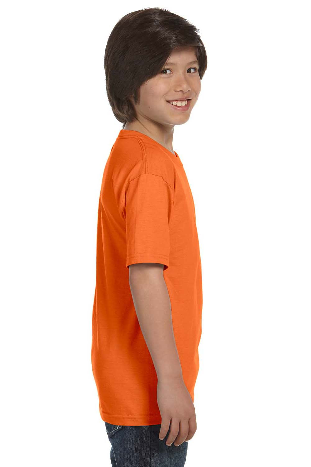 Hanes 5380 Youth Beefy-T Short Sleeve Crewneck T-Shirt Orange Side