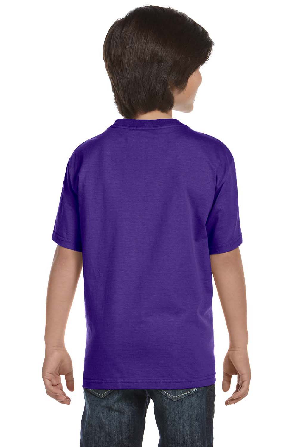 Hanes 5380 Youth Beefy-T Short Sleeve Crewneck T-Shirt Purple Back