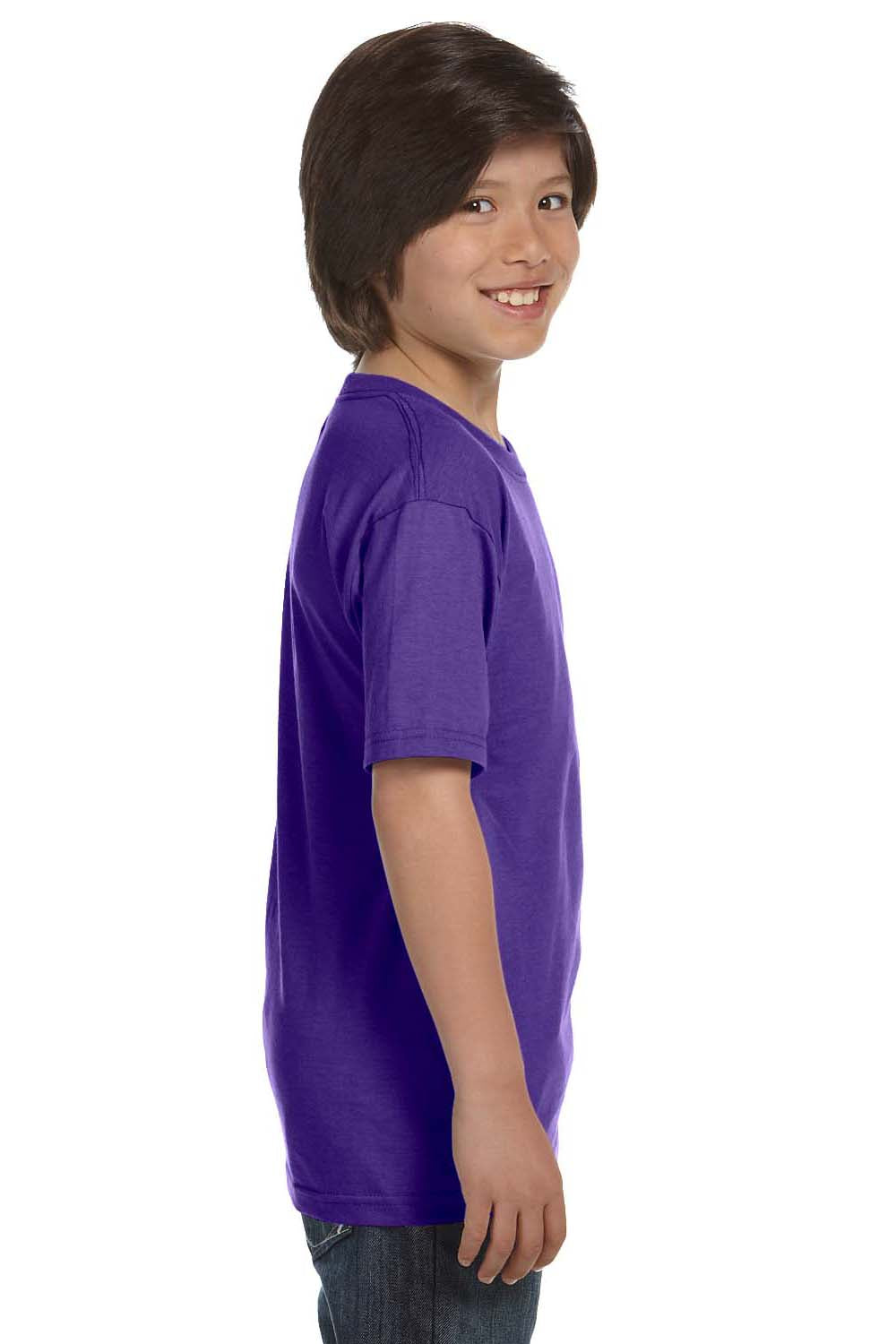 Hanes 5380 Youth Beefy-T Short Sleeve Crewneck T-Shirt Purple Side