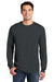 Gildan Mens Long Sleeve Crewneck T-Shirt Heather Dark Grey Front
