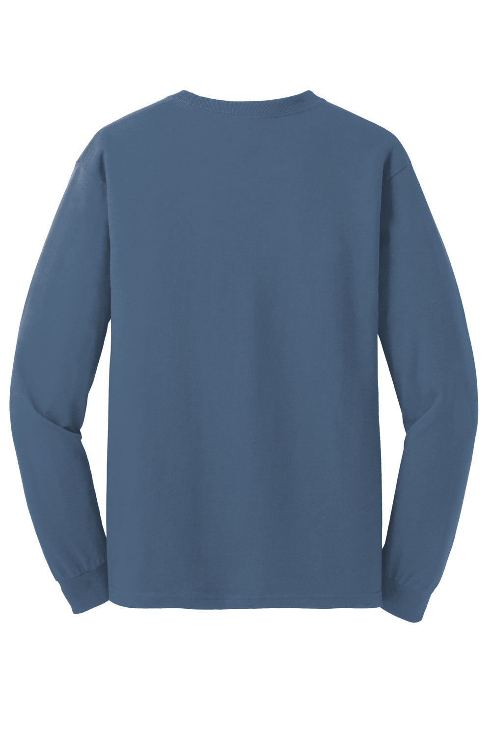 Gildan Mens Long Sleeve Crewneck T-Shirt Indigo Blue Flat Back