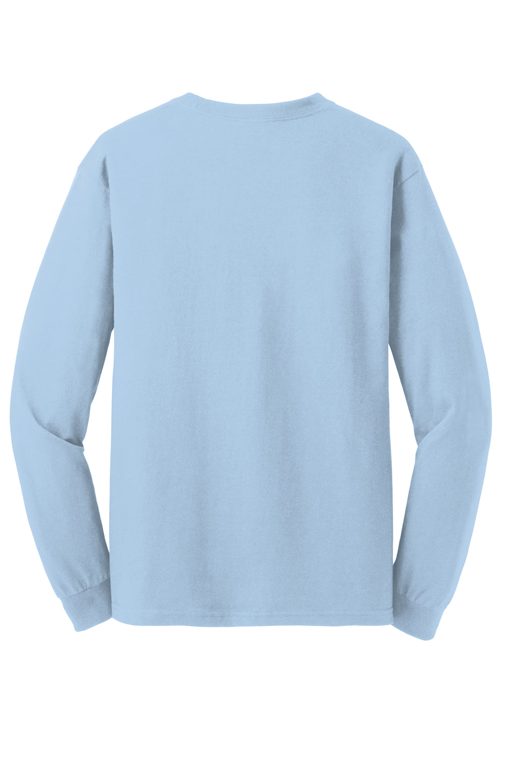 Gildan Mens Long Sleeve Crewneck T-Shirt Light Blue Flat Back
