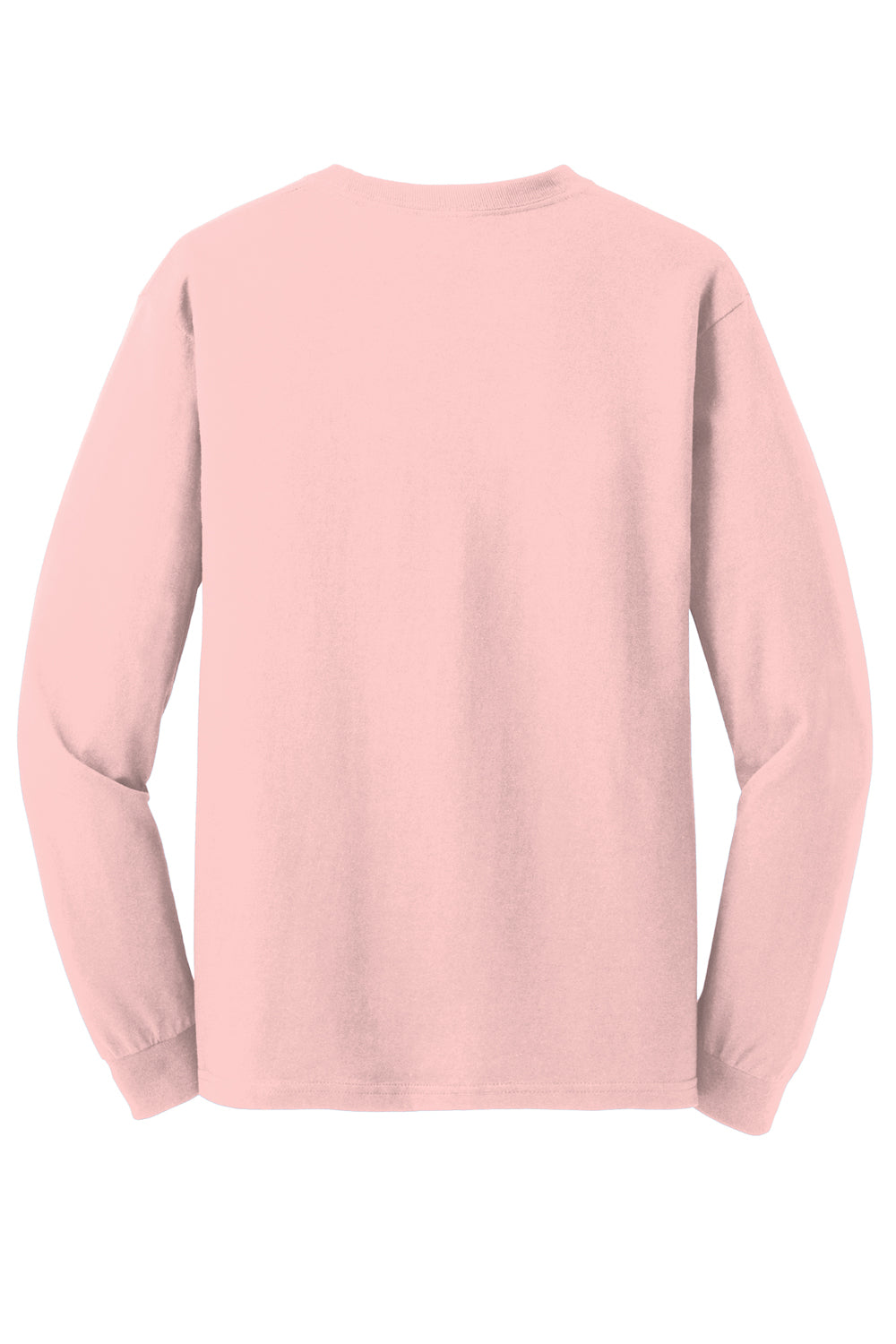 Gildan Mens Long Sleeve Crewneck T-Shirt Light Pink Flat Back