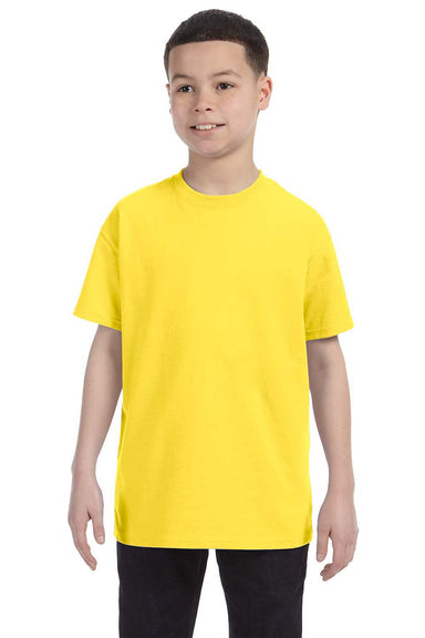 Hanes 54500 Youth ComfortSoft Short Sleeve Crewneck T-Shirt Yellow Front