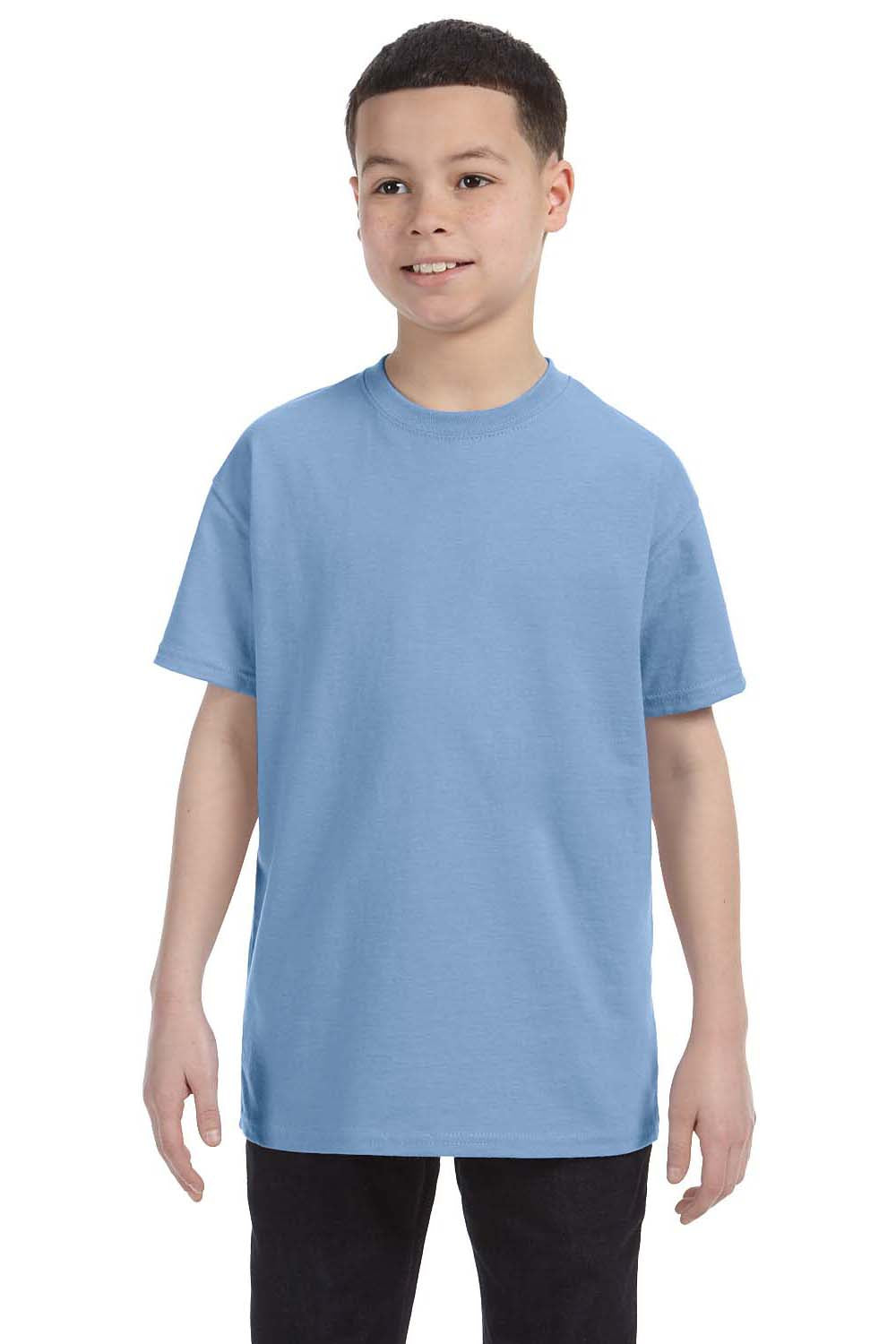 Hanes 54500 Youth ComfortSoft Short Sleeve Crewneck T-Shirt Light Blue Front
