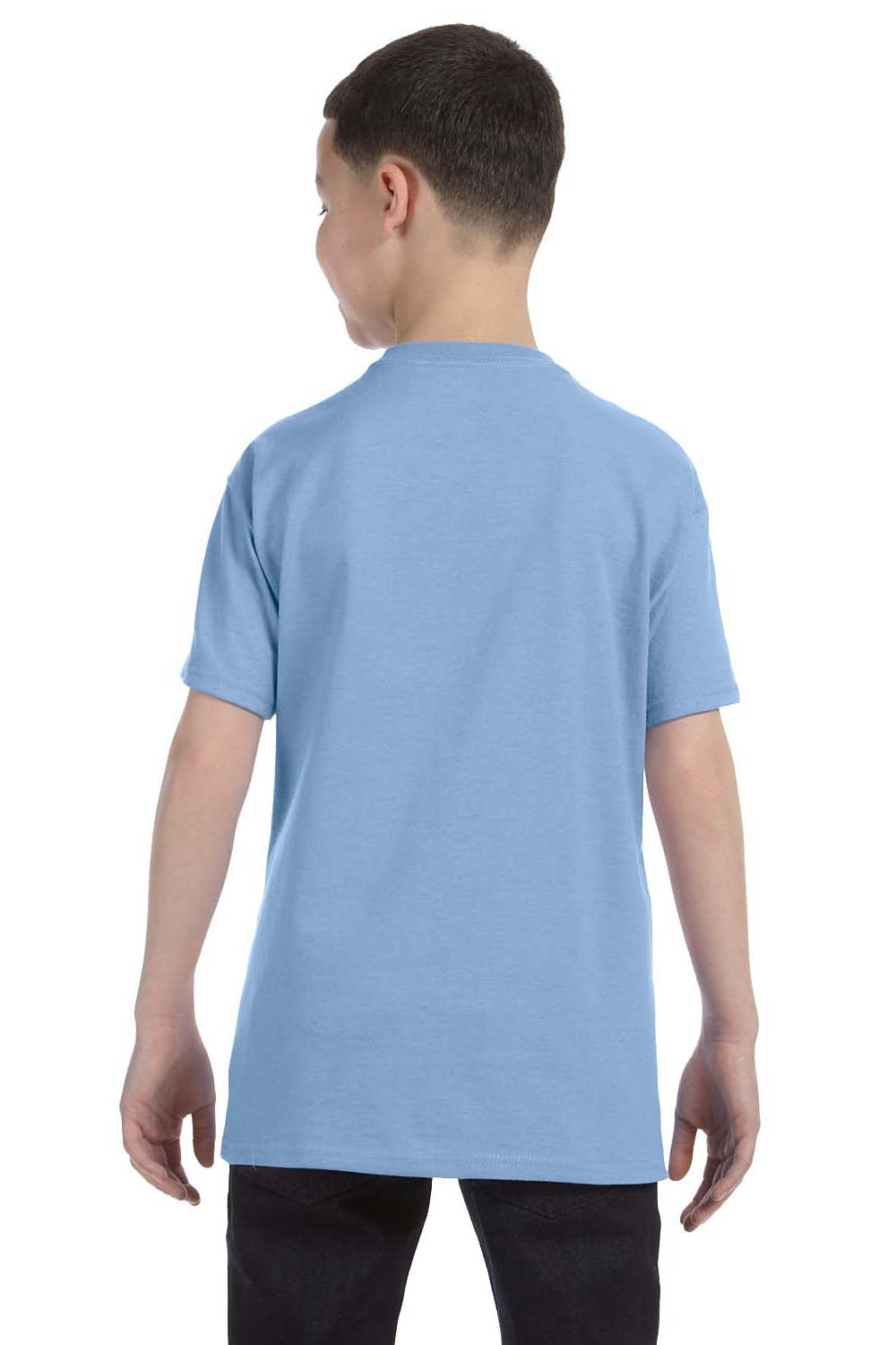 Hanes 54500 Youth ComfortSoft Short Sleeve Crewneck T-Shirt Light Blue Back