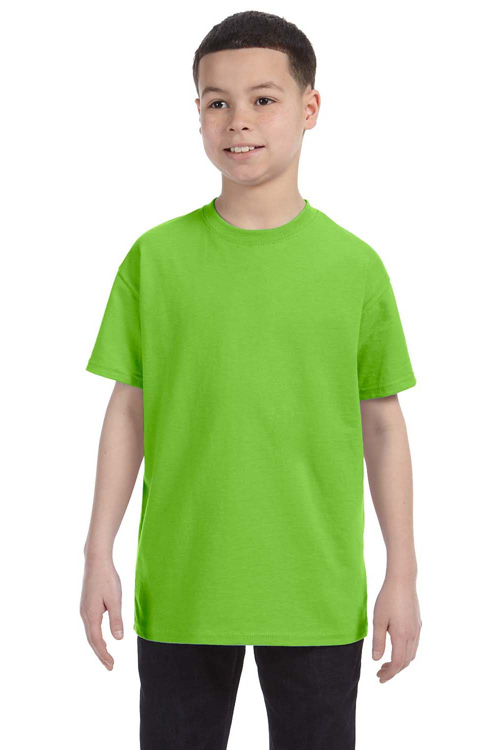 Hanes 54500 Youth ComfortSoft Short Sleeve Crewneck T-Shirt Lime Green Front