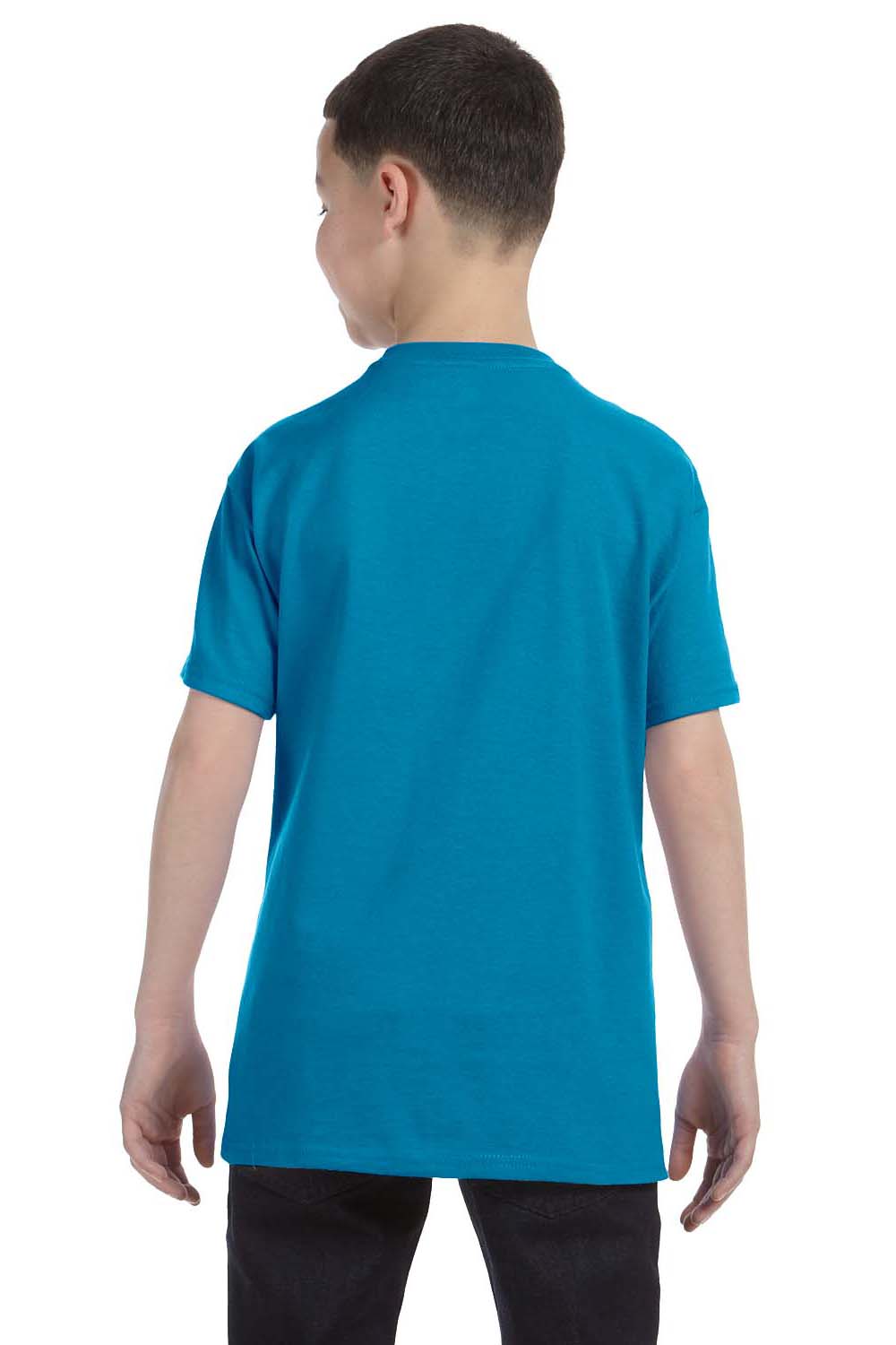Hanes 54500 Youth ComfortSoft Short Sleeve Crewneck T-Shirt Teal Blue Back