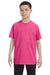 Hanes 54500 Youth ComfortSoft Short Sleeve Crewneck T-Shirt Wow Pink Front