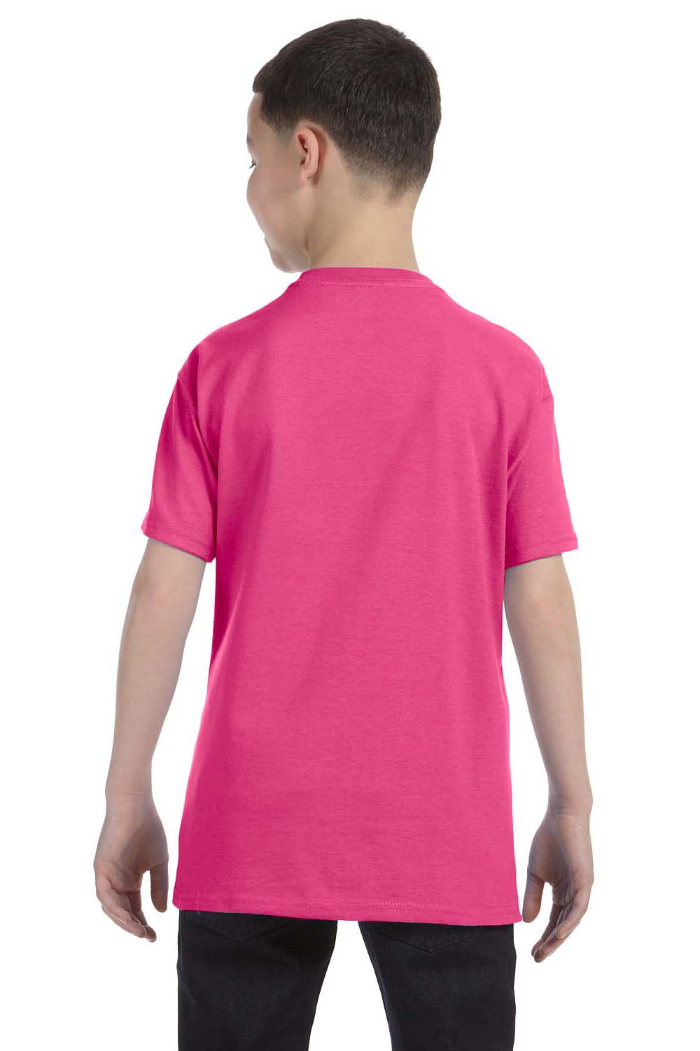 Hanes 54500 Youth ComfortSoft Short Sleeve Crewneck T-Shirt Wow Pink Back